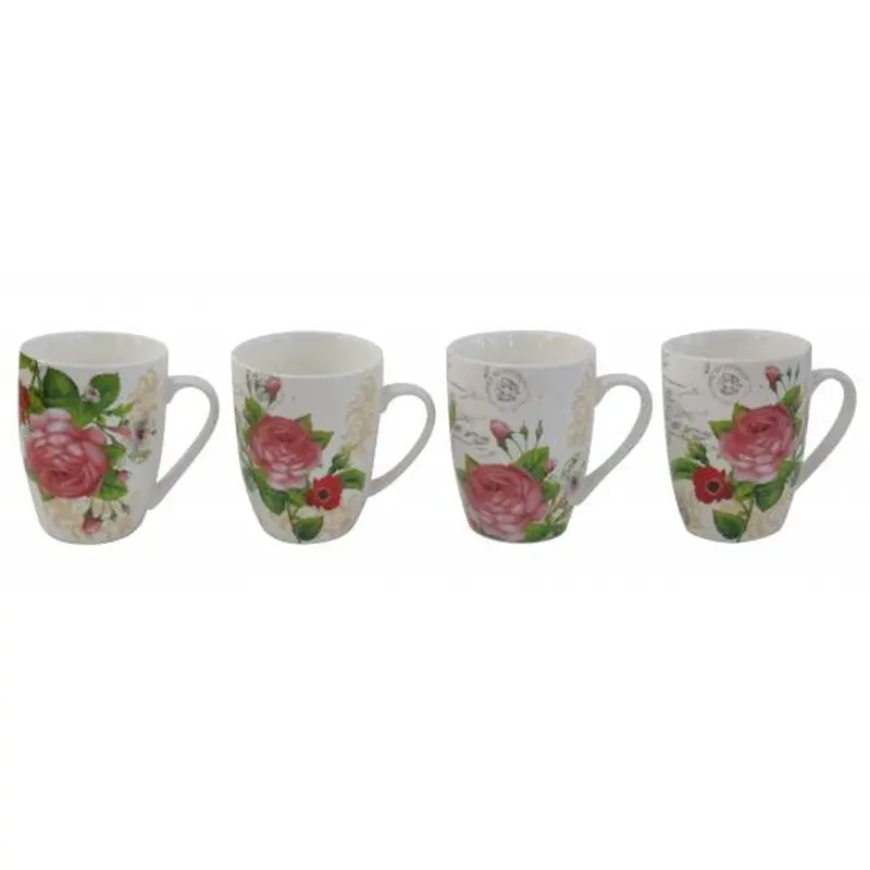 4 Pcs/ Set Coffee Cup Milk Mugs Flowers Home Office Gift Drinkware 90461 1