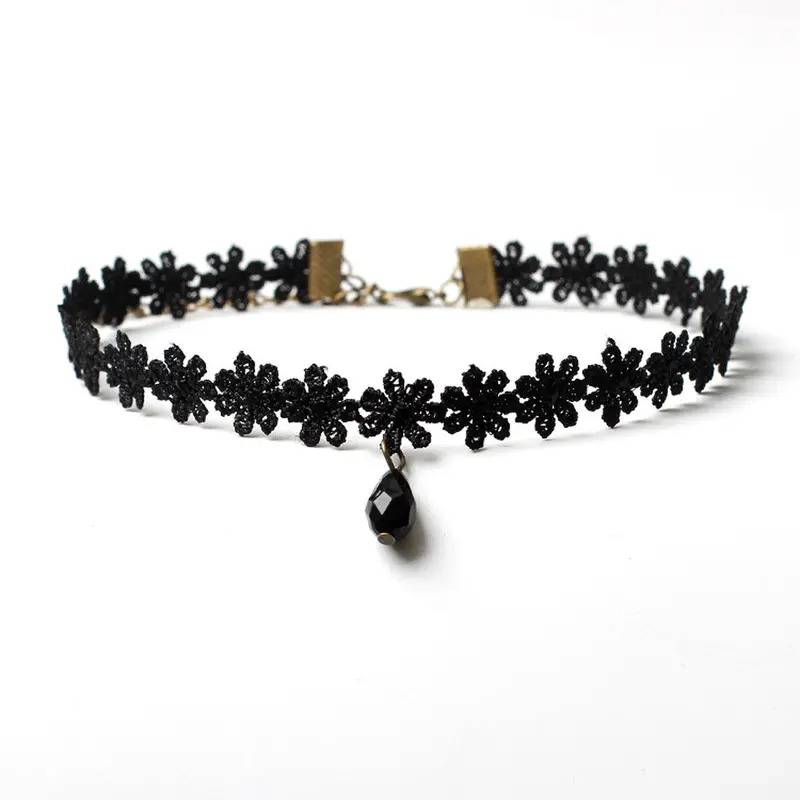 4 Pieces Choker Necklace Set Stretch Black Velvet Classic Gothic Tattoo Lace Chokers Charm Jewelry Gift 2