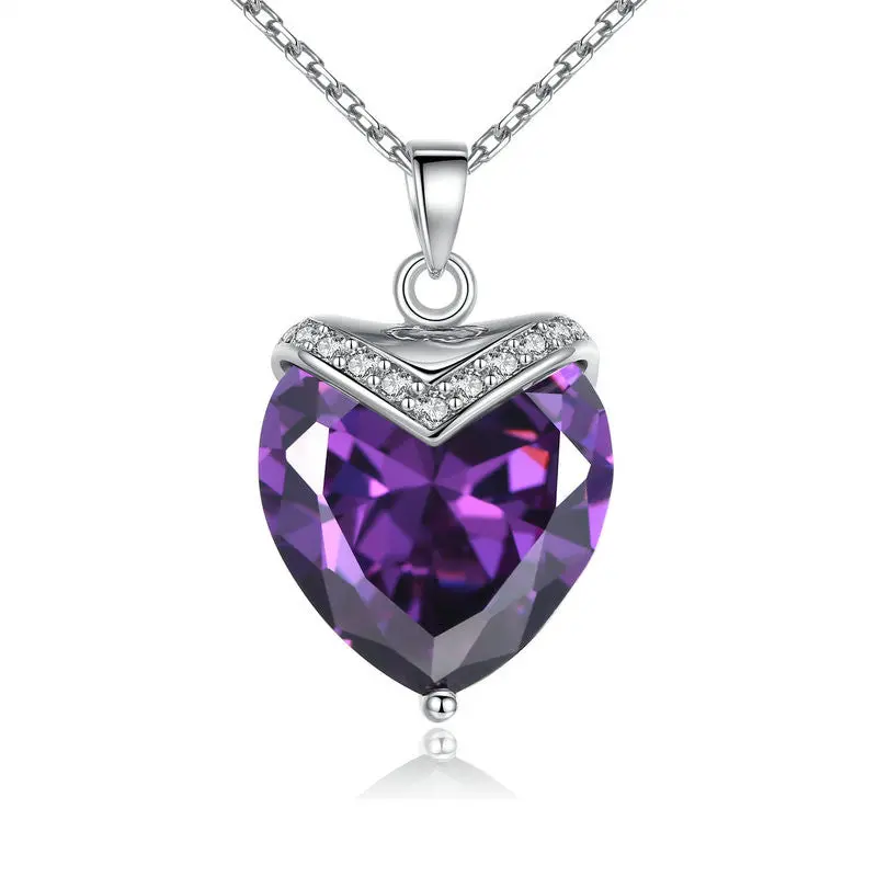 41.5+5Cm Chain Purple Heart Cutting Femme Necklaces Pendants N101-Vt 1