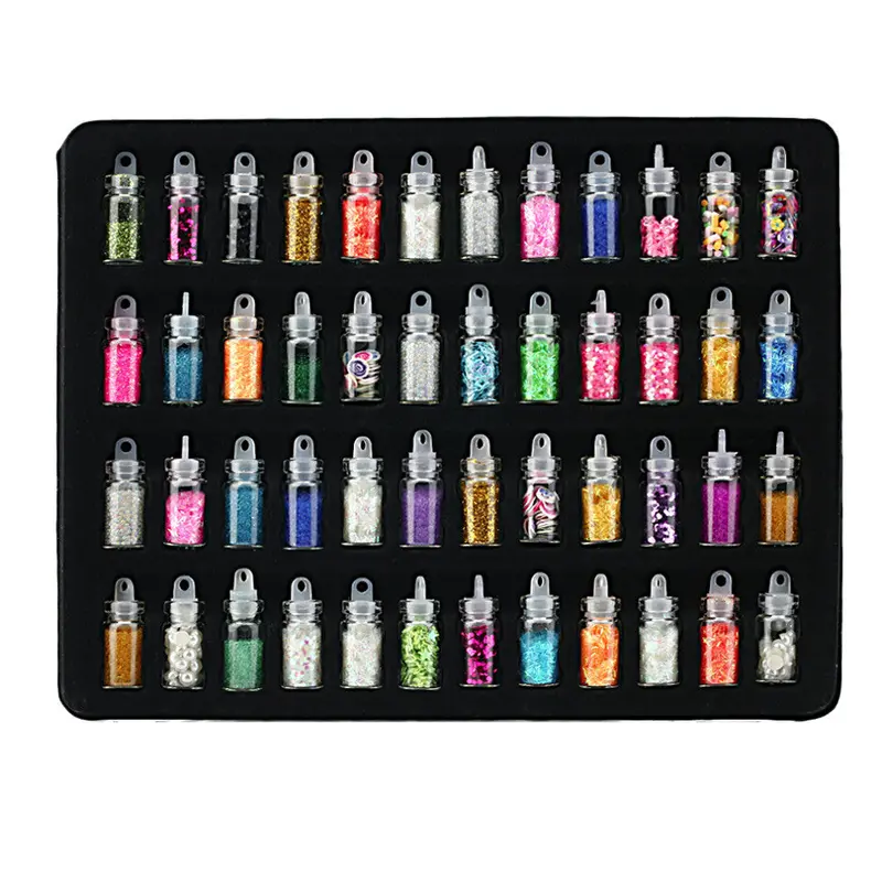 48 Bottles Nail Art Charms Kit Contain Random Nail Art Pearlsequinglitter Powderacrylicrhinestone And So On 1
