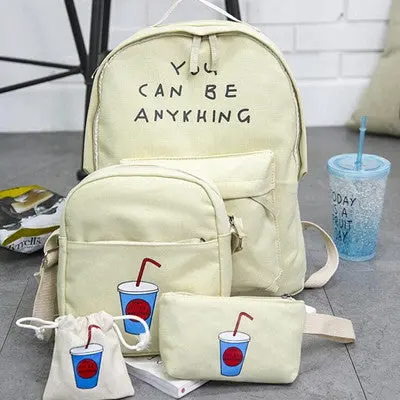 4Pc Girls Boys Printing Backpack School Crossbody Bags For Women Travel Bags Bookbag Back Pack Kids Purse Bolso 1