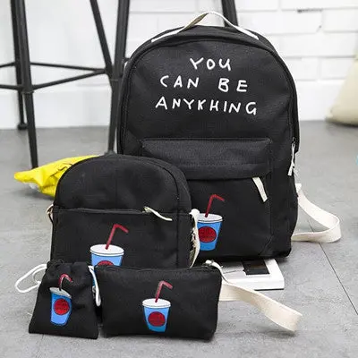 4Pc Girls Boys Printing Backpack School Crossbody Bags For Women Travel Bags Bookbag Back Pack Kids Purse Bolso 2