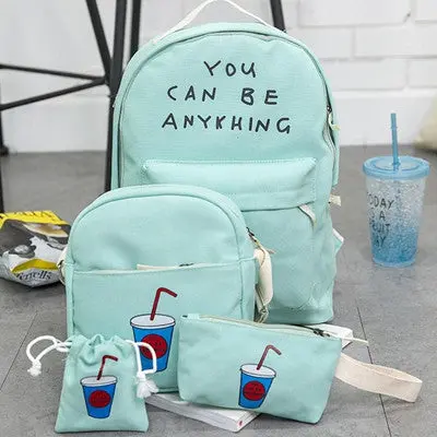 4Pc Girls Boys Printing Backpack School Crossbody Bags For Women Travel Bags Bookbag Back Pack Kids Purse Bolso 3