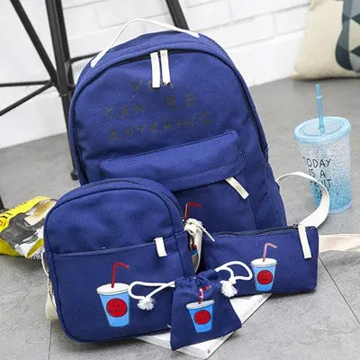 4Pc Girls Boys Printing Backpack School Crossbody Bags For Women Travel Bags Bookbag Back Pack Kids Purse Bolso 4