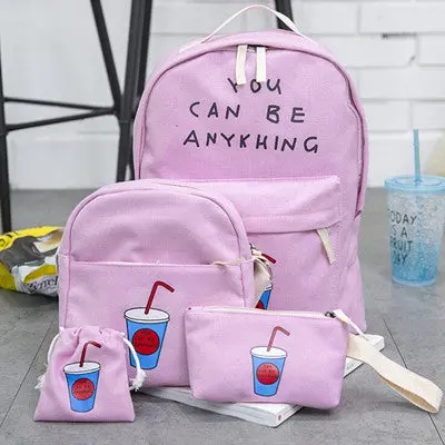 4Pc Girls Boys Printing Backpack School Crossbody Bags For Women Travel Bags Bookbag Back Pack Kids Purse Bolso 5