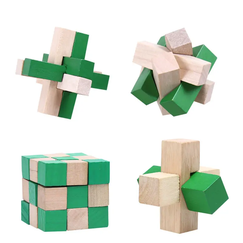 4Pcs 3D Wooden Puzzles For Adults Kongming Lock Iq Brain Teaser Puzzle Game Educational Interlocking Wood Toy For Children 1