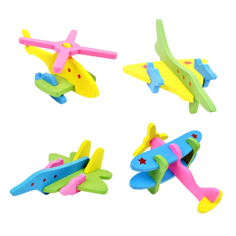 4Pcs 3D Wooden Toys Aircraft Assembly Airplane Model Helicopter Developmental Puzzle Toy Diy Children Educational Toys 1