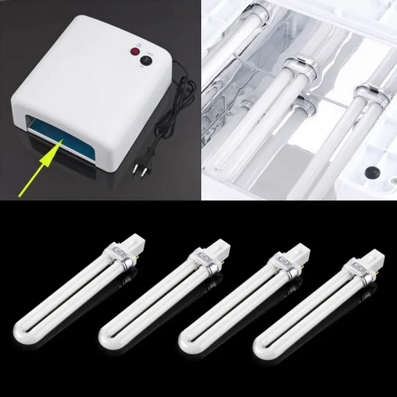 4Pcs 9W Curing Uv Gel Lamp Gel Nail Art Dryer Light Bulb Tube Replacet 1