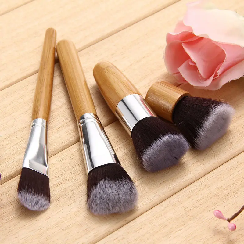 4Pcs Authentic Bamboo Hle Brushes Makeup Flat Brushes Cosmetics Pressional Makeup Brush Hairbrush 1