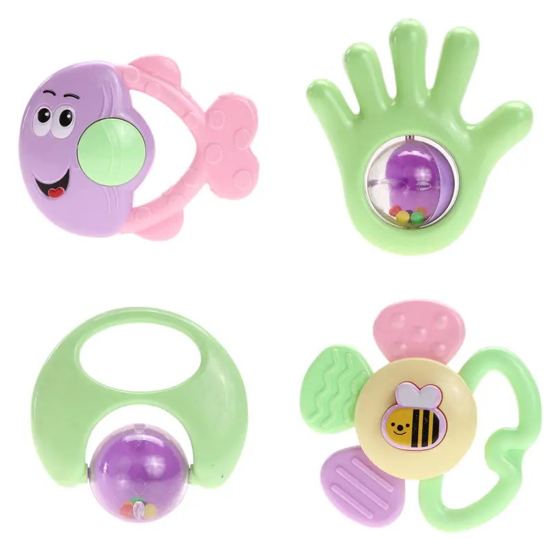 4Pcs Baby Toys Stroller Infants Music Hbells Rattle Mobile Developmental Educational Toy 0-12 Month Rom Color 1
