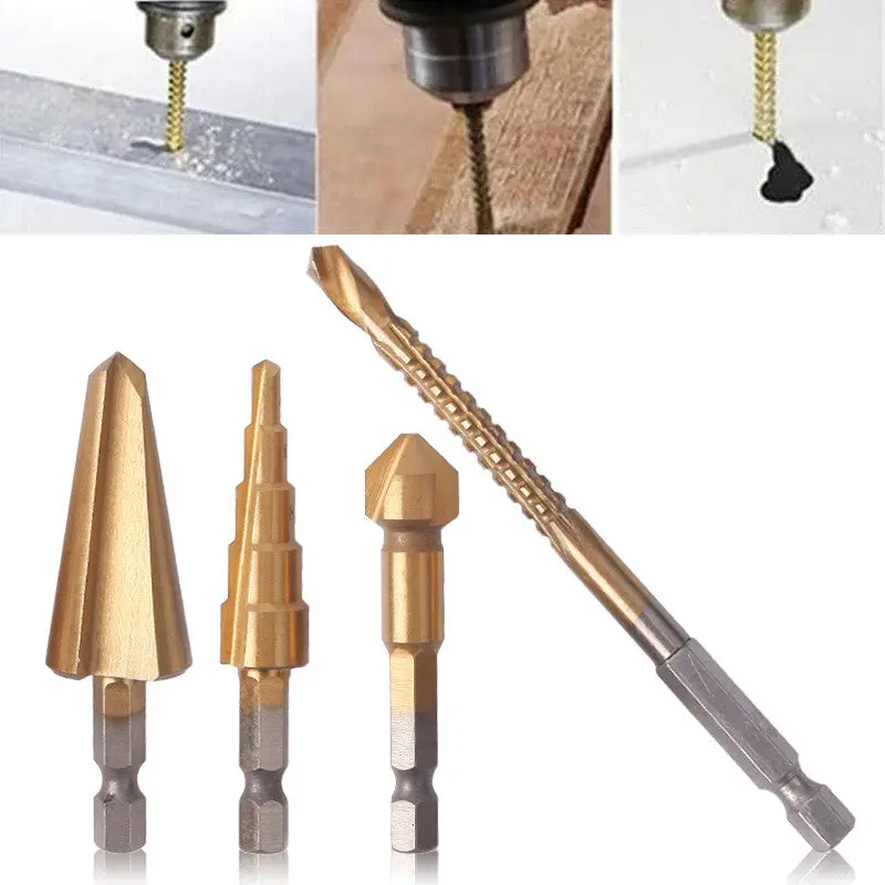 4Pcs Hss Countersink Drill/Step Drill/Tapered Cone Drill/Saw Dill 87047 1