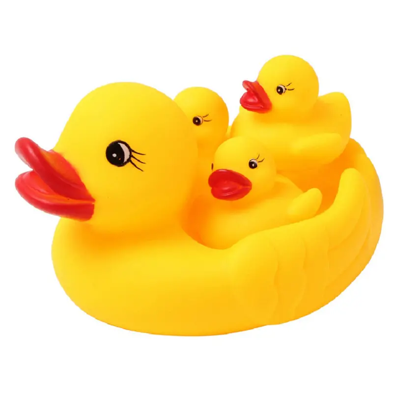 4Pcs Rubber Duck Baby Bath Toys Developmental Water Floating Squeaky Yellow Ducks Toy 1