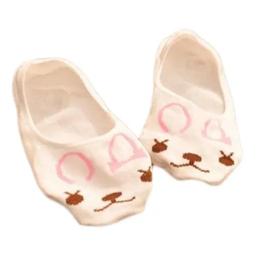 5 Colorcute Cartoon Bear Cat Rabbit Chunmian Stealth Boat Socksshort Femininocartoon Animal Print Socks 4