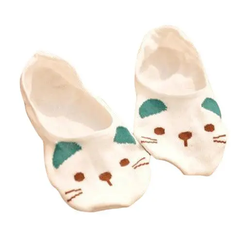 5 Colorcute Cartoon Bear Cat Rabbit Chunmian Stealth Boat Socksshort Femininocartoon Animal Print Socks 5