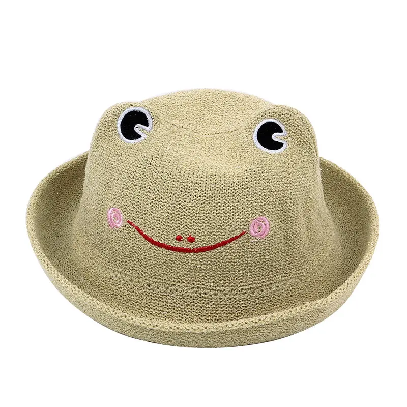 5 Colors Hat For Kids Cartoon Frog Baby Sun Hats Infant Beach Straw Caps Cat Ear Hat Bucket 1