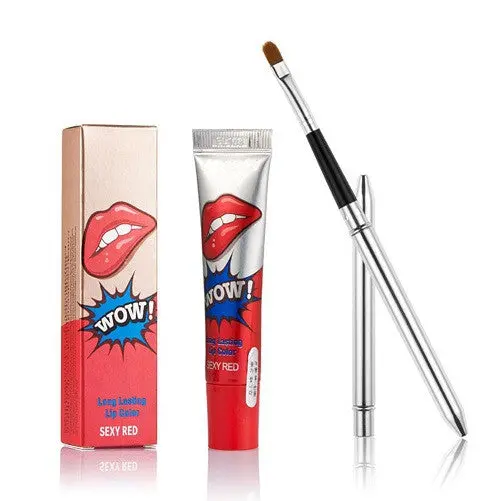 5 Colors Lip Gloss Lip Tint Magic Color Peel Mask Tint Pack Lipstick + Flexible Lip Brush Maquiagem Warehouse 1