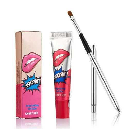 5 Colors Lip Gloss Lip Tint Magic Color Peel Mask Tint Pack Lipstick + Flexible Lip Brush Maquiagem Warehouse 2