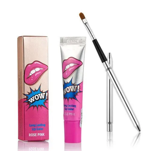 5 Colors Lip Gloss Lip Tint Magic Color Peel Mask Tint Pack Lipstick + Flexible Lip Brush Maquiagem Warehouse 3