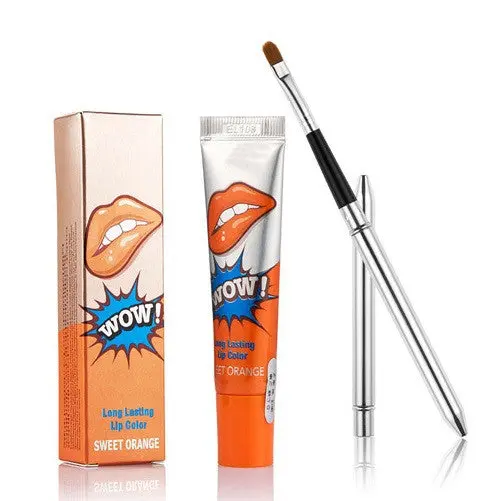 5 Colors Lip Gloss Lip Tint Magic Color Peel Mask Tint Pack Lipstick + Flexible Lip Brush Maquiagem Warehouse 4