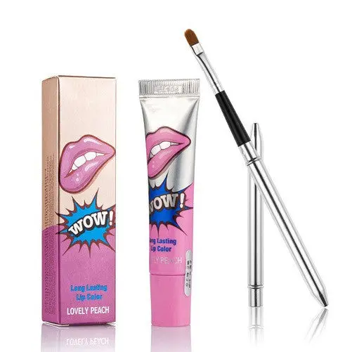 5 Colors Lip Gloss Lip Tint Magic Color Peel Mask Tint Pack Lipstick + Flexible Lip Brush Maquiagem Warehouse 5
