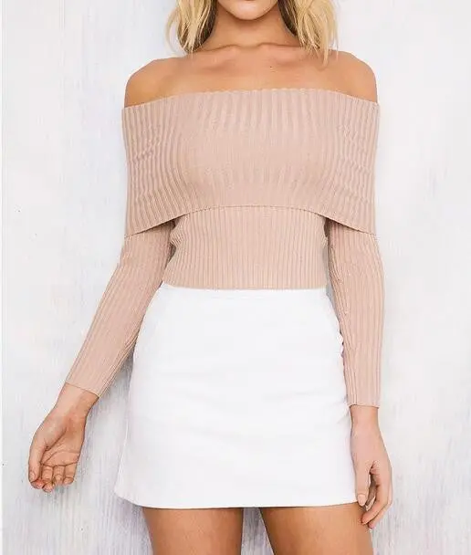 5 Colorswomen Sweaters Pullovers Sweater Long Sleeve Off Shoulder Pullovers Gv350 9