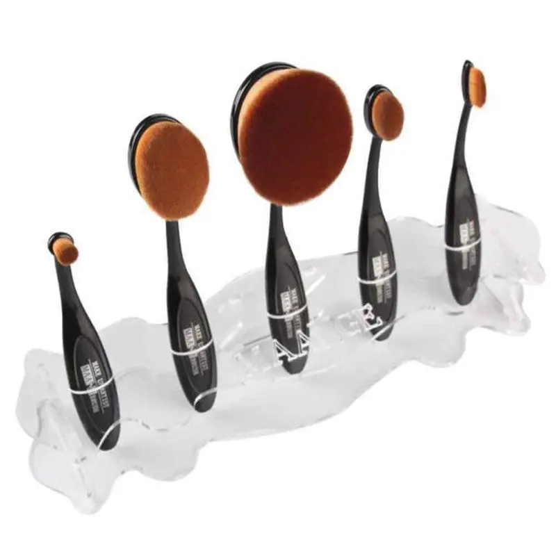 5 Hole Oval Make Up Brush Holder Maange Drying Rack Organizer Oval Toothbrush Holder Cosmetics Makeup Brushes Shelf Tool 1