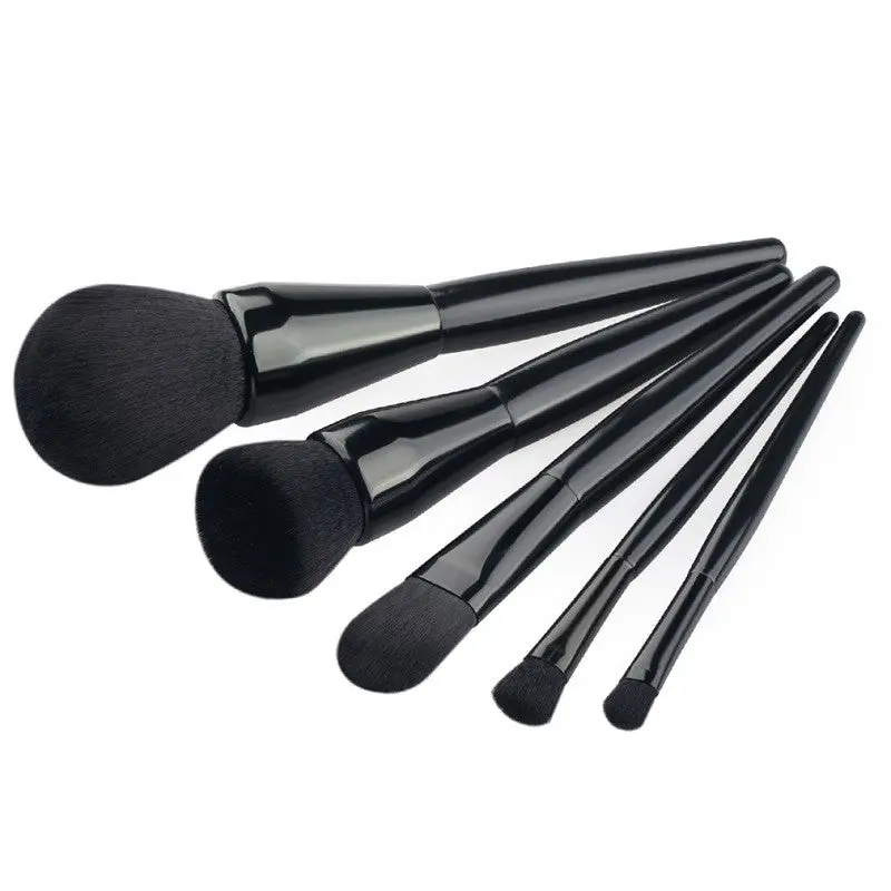 5 Pcs Makeup Brushes Set Tools Make-Up Toiletry Kit Make Up Brush Set Case Cosmetic Foundation Black Brush 1