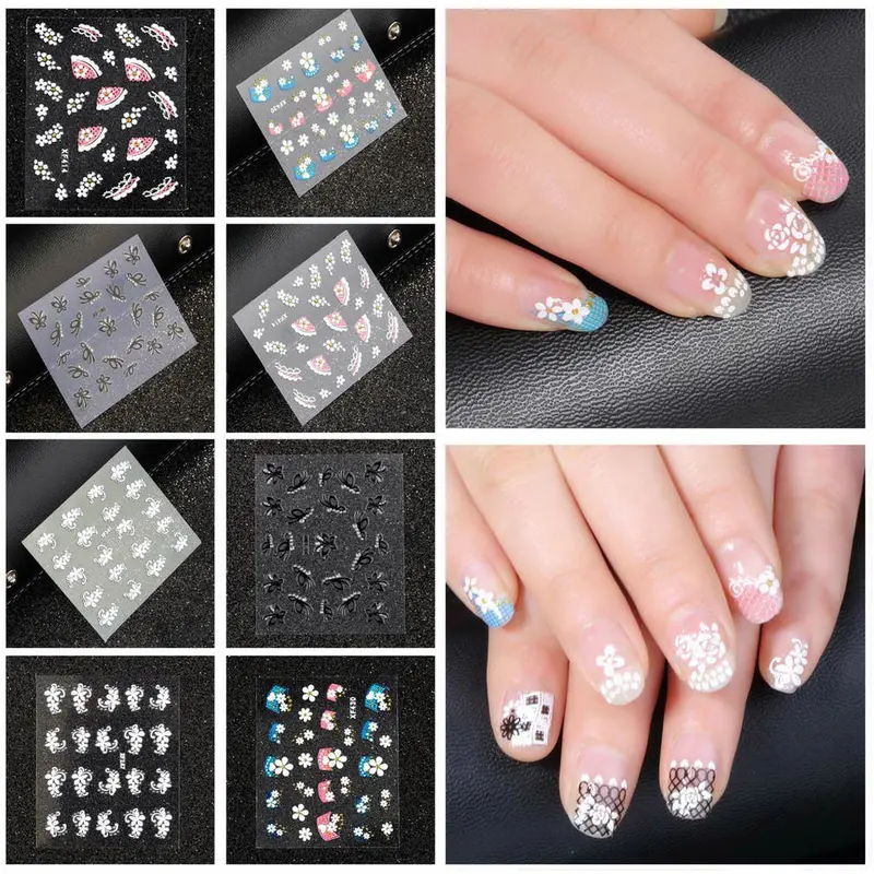 50 Pcs Sheets 3D Design Mix Painted Nail Art Sticker Tips Decals Decorations Diy Est 1