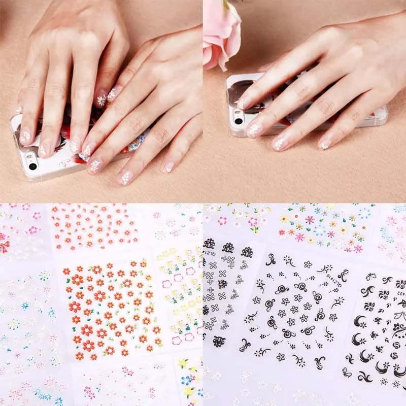 50 Sheet Acrylic Nail Flowers 3D Nail Sticker Decal Manicure Mix Rom Sent 1