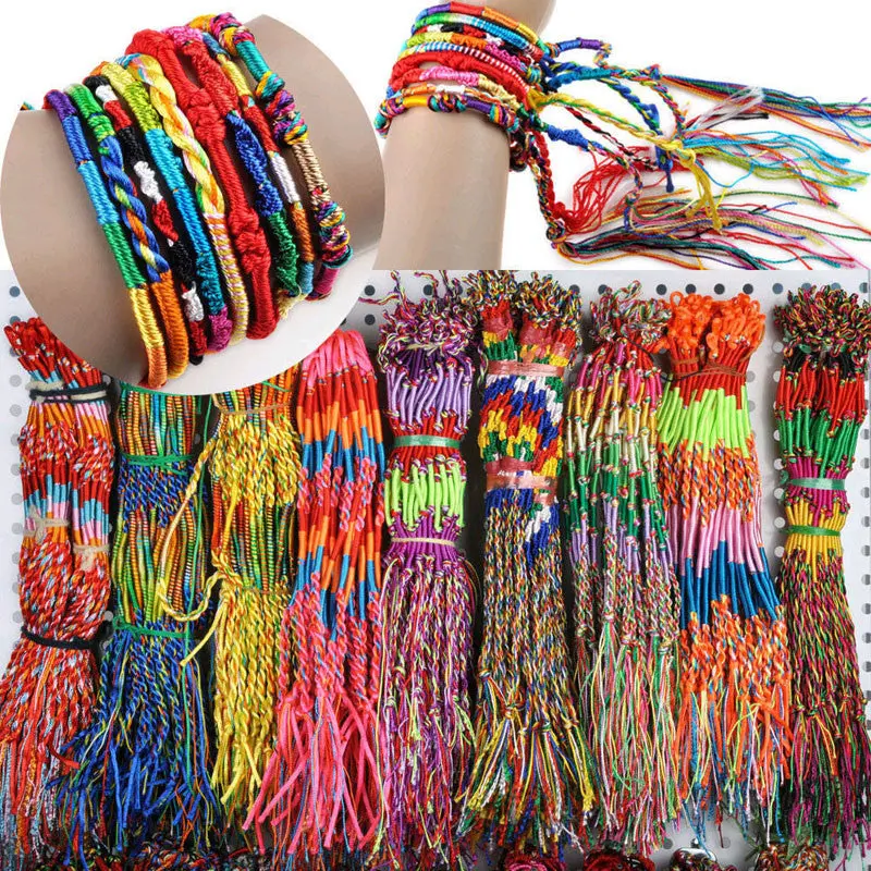 50Pcs Bracelets & Bangles Gift Jewelry Lot Braid Strand Bracelet Friendship Cords Handmade Bracelets 1