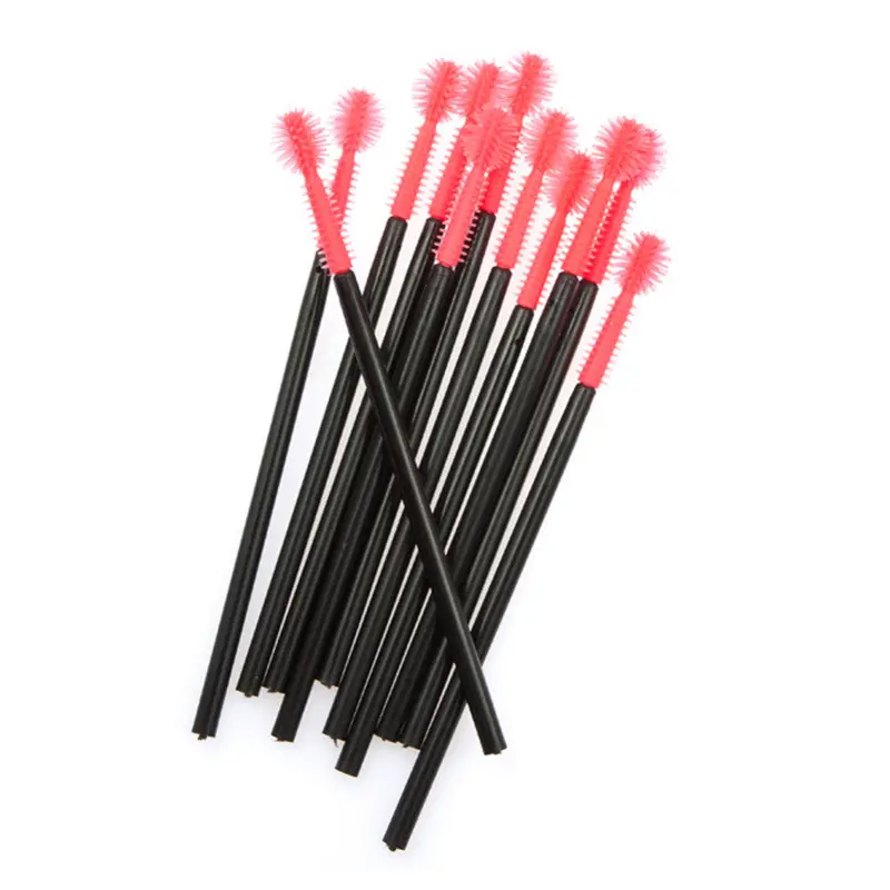 50Pcs Makeup Brushes Pink Silica Gel One-F Disposable Eyelash Brush Mascara Applicator W Brush 1