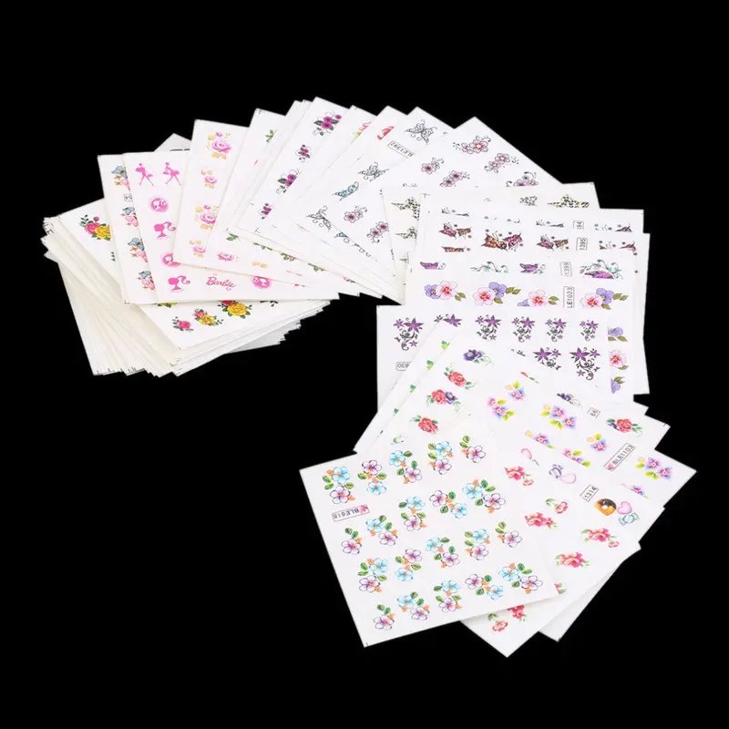 50Pcs Nail Wraps Flower Nail Art Stickers Polish Watermark Nail Stickers 1
