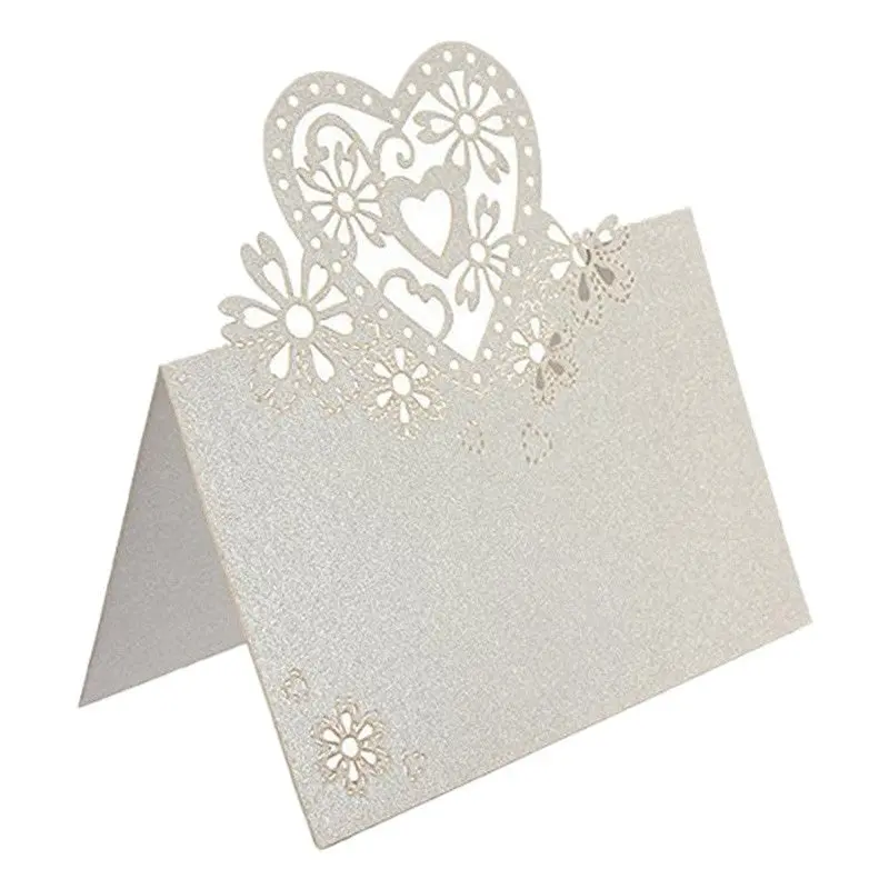 50Pcs/Pack Love Heart Laser Cut Wedding Party Table Name Place Cards Favor Decor Wedding Decoration 87932 1