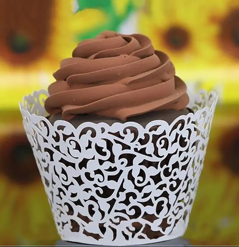 50Pcs/Pack White Wedding Birthday Baby Shower Filigree Vine Decor Wrapper Wraps Cupcake Cases 85387 1