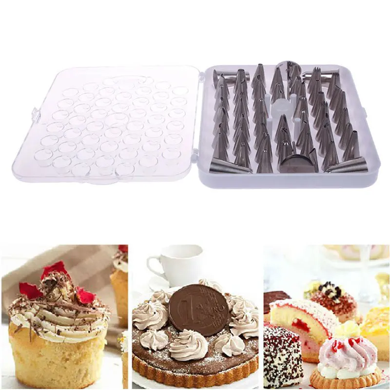 52Pcs Stainless Steel Piping Nozzle Pastry Tube Fondant Cake Decorating Tool Set 57609 1