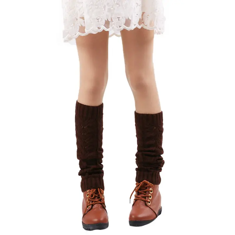 5Colors Knitted Socks Leg Warmers Hollow Out Knee Leg Socks Women Feida 2