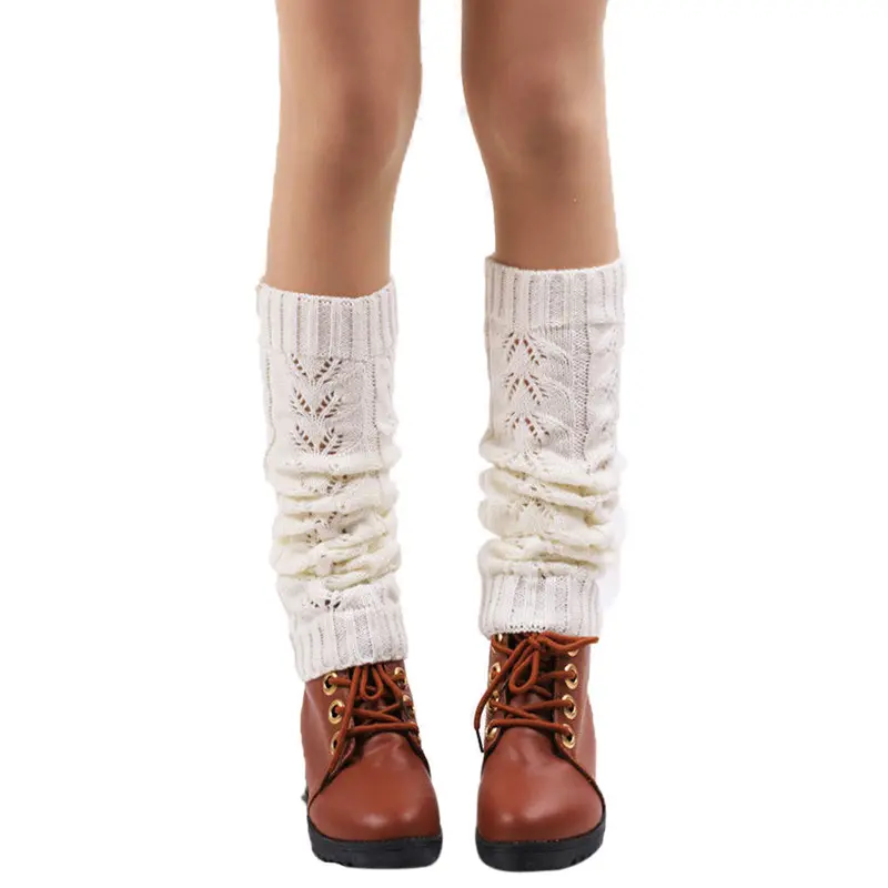 5Colors Knitted Socks Leg Warmers Hollow Out Knee Leg Socks Women Feida 5