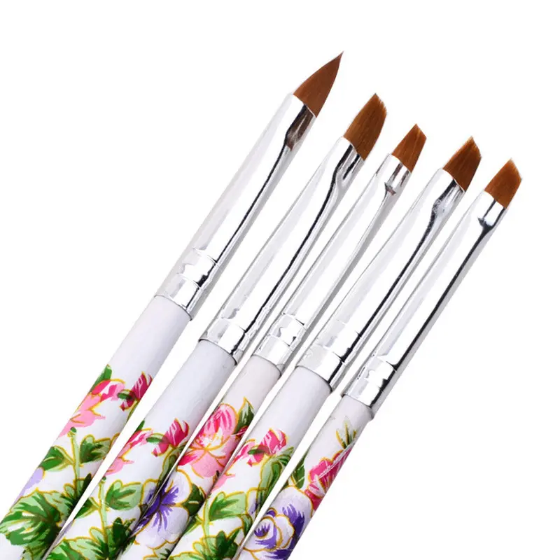 5Pc Uv Gel Acrylic Nail Art Brush Painting Drawing Brushes Pen Set Nail Design Manicure Tool Pusher Tool Colorful 1