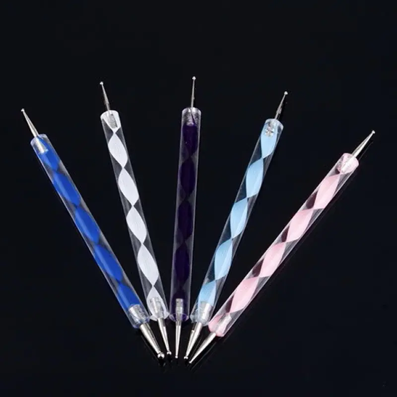 5Pcs 2-Way 10 Size Dotting Painting Pen Marbleizing Nail Art Dot Paint Tips Est 1