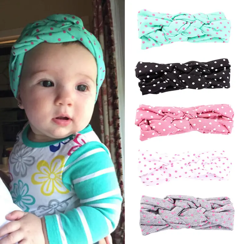 5Pcs Baby Girl Headbs Cotton Twisted Headb Turban Dot Knot Headwear Accessories 1