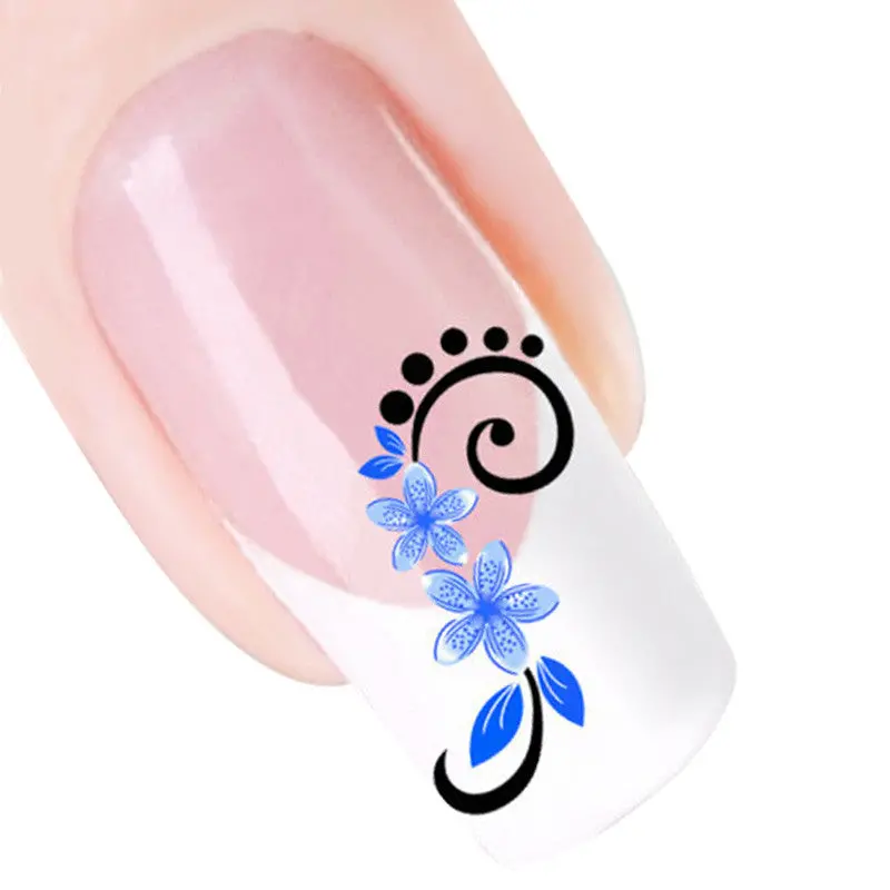 5Pcs Flower Design Nail Tip Art Water Transfers Decal Sticker 1