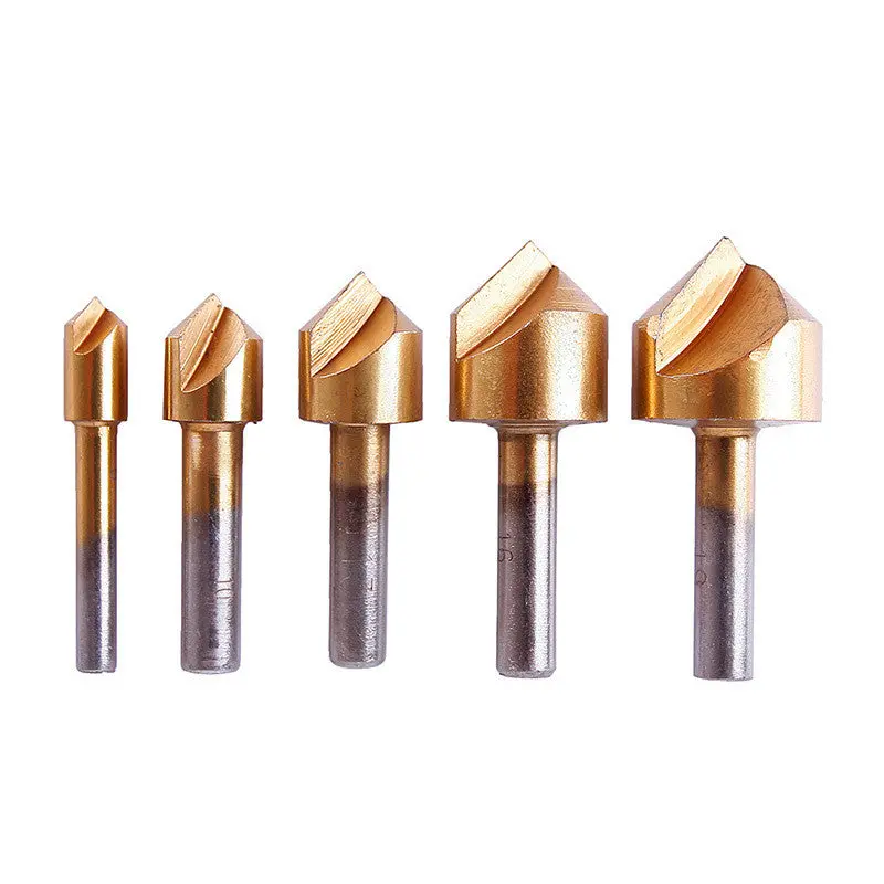 5Pcs Hcs Chamfering Drill Bit 90 Degree End Mill Cutter Bit Countersink Set 69208 1
