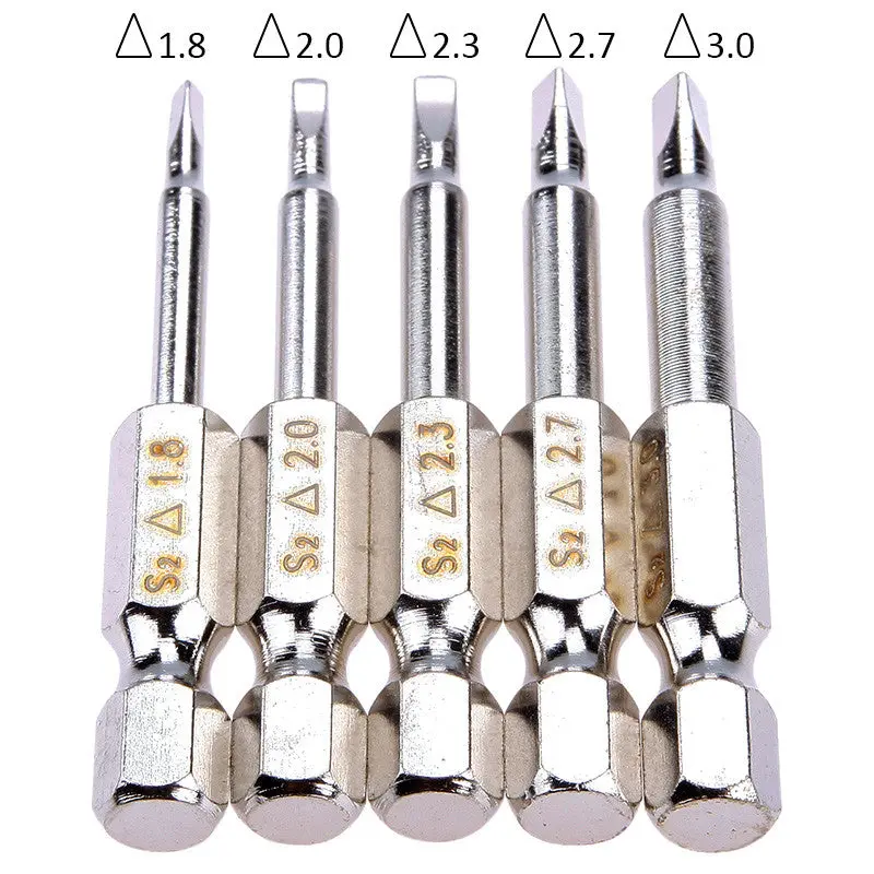 5Pcs Magnetic Triangle Head Screwdriver Bits S2 Steel 1/4 Hex Shank 50Mm Tools 83357 1
