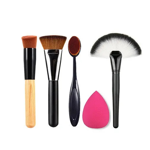 5Pcs Makeup Brush Powder Blush Foundation Brush Sponge Puff Contour Brush 1