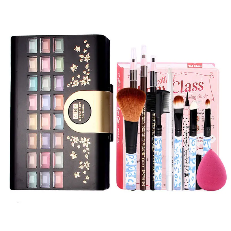 5Pcs Makeup Brushes + Eyeliner Pen+ Sponge Puff + Eyebrow Pencil + Makeup Palette 1