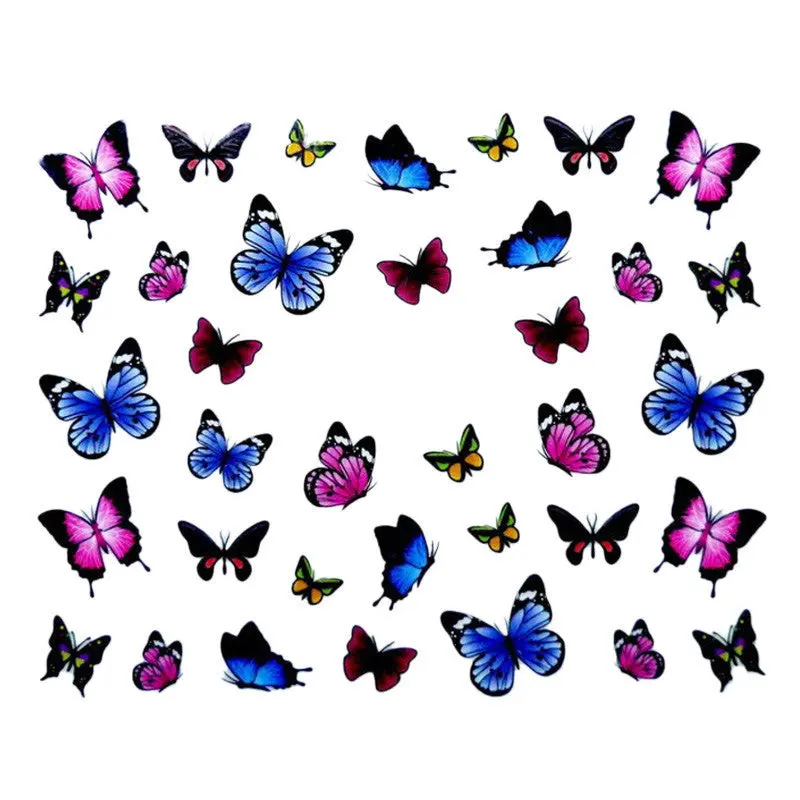 5Pcs Multi Color Butterfly Design Nail Tip Art Water Transfers Decal Sticker 2