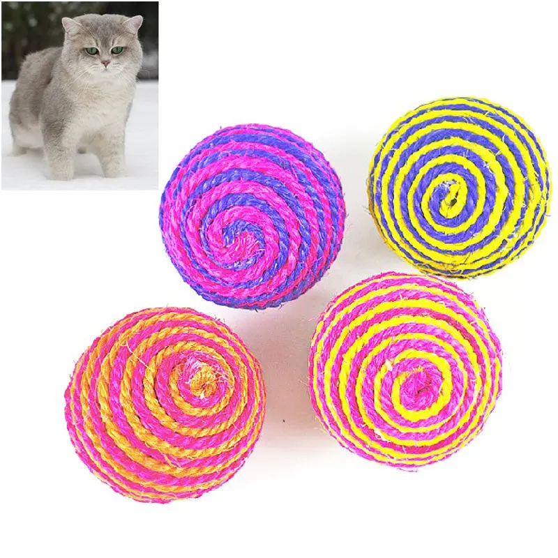 5Pcs Pet Dog Cat Kitten Teaser Playing Chew Rattling Sound Cute Toys Sisal Rope Ball 57661 1
