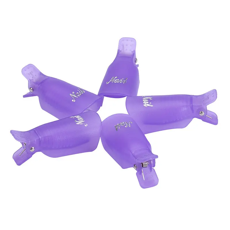 5Pcs Plastic Nail Art Soak Off Cap Clip Uv Gel Polish Remover Wrap Tool 3