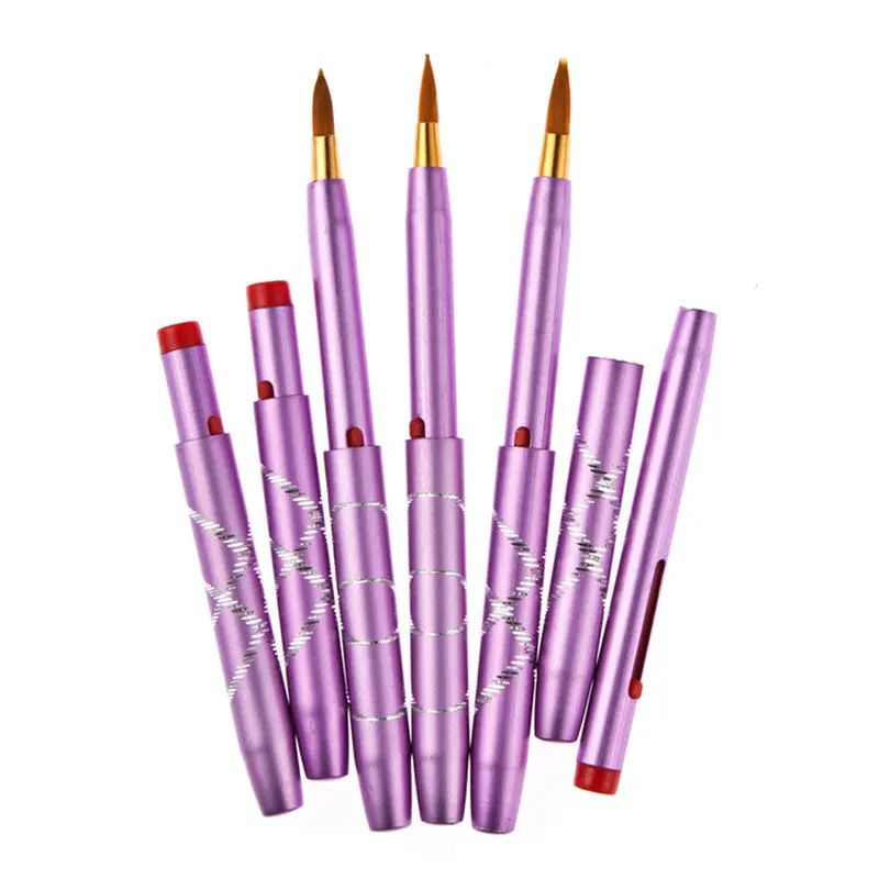 5Pcs Portable Retractable Lip Brush Makeup Cosmetic Lipstick Brush Purple 1