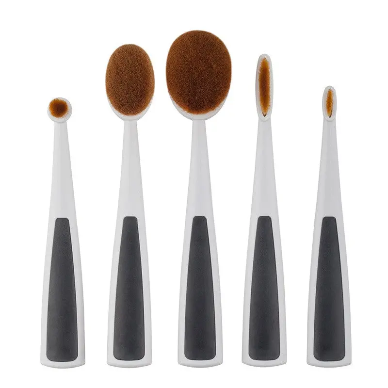 5Pcs Toothbrush Style Make Up Tools Cosmetic Brushes Ovallinearcircle Kabuki Brush Set 2